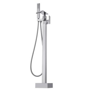 Freestanding Bathtub Faucet, Floor Mount, Freestanding Tub Filler, Shower Mixer Taps, Two Water Modes, 360?? Swivel Spout, for Bathing & Showering Pet Bathing Cleaning Drains Toilet Flushing