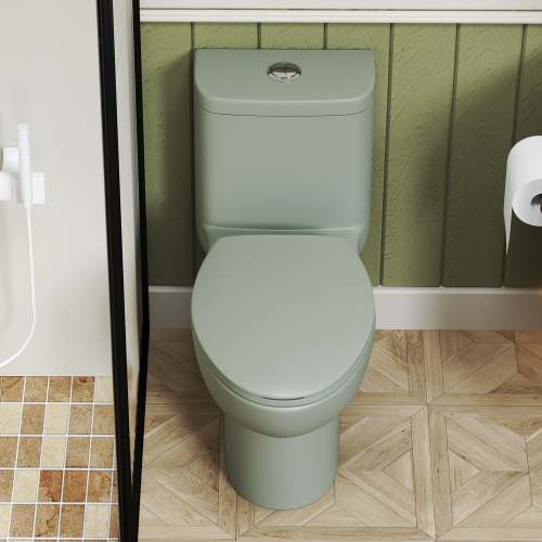 1.1/1.6 GPF Tornado Flush One-Piece Toilet with Comfort Chair Seat ADA Height 17",Powerful & Quiet Dual Flush Modern Toilet,Siphonic S-trap 12",Rimless Bowl with Soft Closing Seat,Green - Image 9