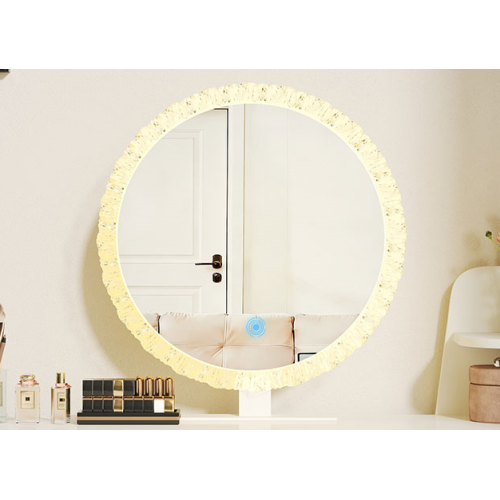 Crystal Edge LED Makeup Mirror with 3-Color Dimmable Lighting - Image 5