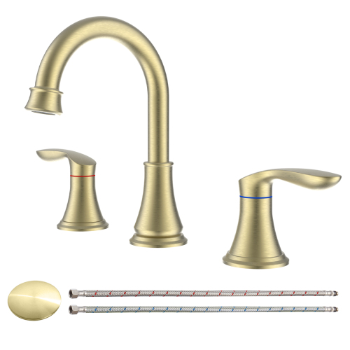 2-Handle 8 inch Widespread Bathroom Sink Faucet ?Oil-Rubbed Bronze Lavatory Faucet 3 Hole 360?? Swivel Spout Vanity Sink Basin Faucets with Pop Up Drain Assembly and cUPC Water Supply Hoses - Image 4