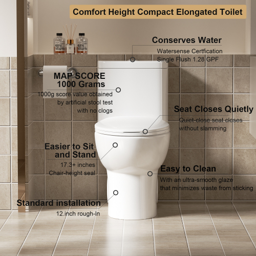 1.1/1.6 GPF Tornado Flush One-Piece Toilet with Comfort Chair Seat ADA Height 17",Powerful & Quiet Dual Flush Modern Toilet,Siphonic S-trap 12",Rimless Bowl with Soft Closing Seat,Gloss White,Black,Green,Khaki - Image 6
