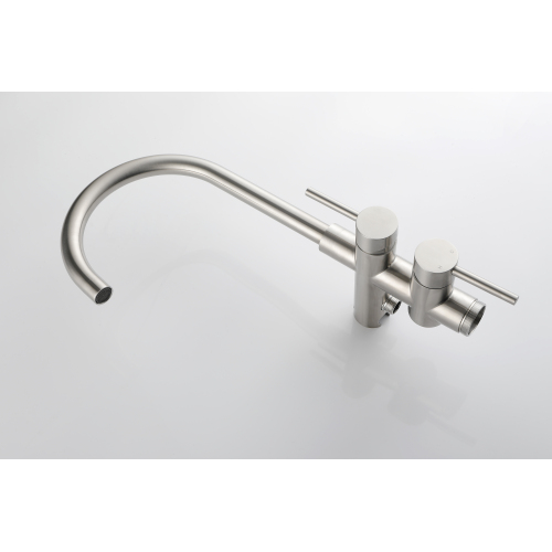 Mount Bathtub Faucet Freestanding Tub Filler Brushed Nickel Standing High Flow Shower Faucets with Handheld Shower Mixer Taps Swivel Spout - Image 4
