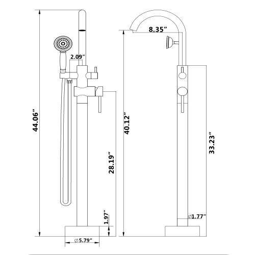 Freestanding Tub Filler Bathtub Faucet Brushed Nickel??Black,Chrome, with Hand Held Shower Floor-Mount - Image 5