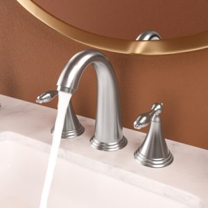 2 Handle Widespread Bathroom Faucet 3 Hole, with Pop Up Drain and 2 Water Supply Lines, Gold,Black, Brushed Nickel