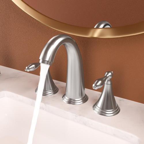 2 Handle Widespread Bathroom Faucet 3 Hole, with Pop Up Drain and 2 Water Supply Lines, Gold,Black, Brushed Nickel