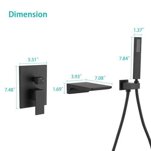 Modern Style matte black Wall Mount Tub Filler Bathroom Bathtub Faucet Shower Set - Image 10