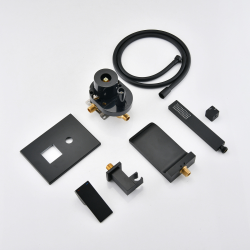Modern Style matte black Wall Mount Tub Filler Bathroom Bathtub Faucet Shower Set - Image 9
