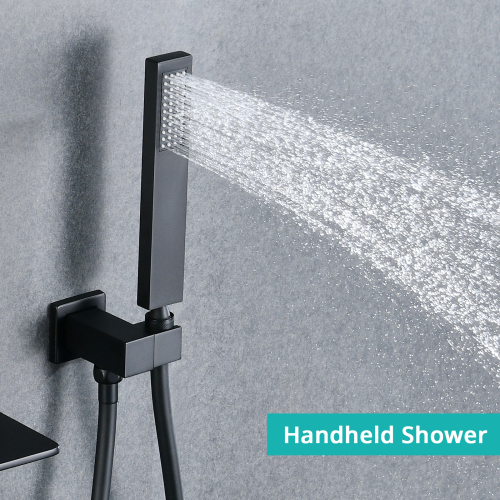 Modern Style matte black Wall Mount Tub Filler Bathroom Bathtub Faucet Shower Set - Image 4