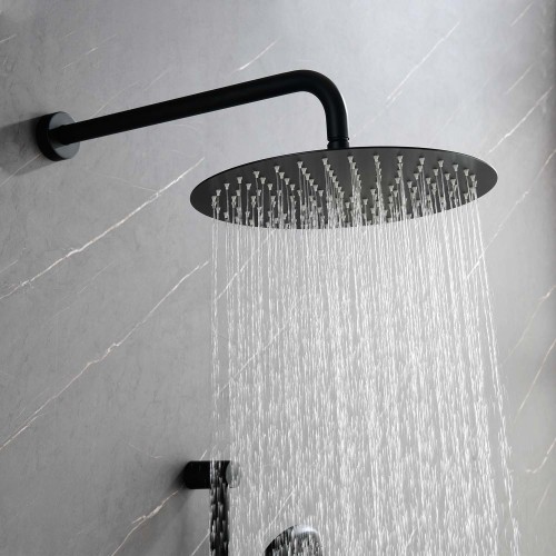 Shower System with Shower Head, Hand Shower, Slide Bar, Bodysprays, Shower Arm, Hose, Valve Trim, and Lever Handles - Image 3