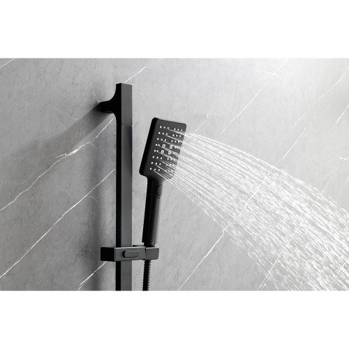 Shower System with Shower Head, Hand Shower, Slide Bar, Bodysprays, Shower Arm, Hose, Valve Trim, and Lever Handles - Image 3