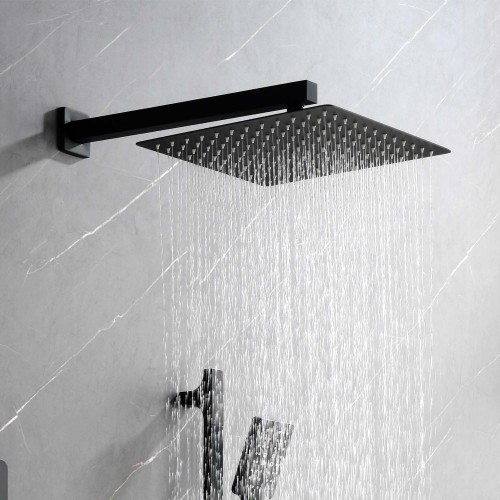 Shower System with Shower Head, Hand Shower, Slide Bar, Bodysprays, Shower Arm, Hose, Valve Trim, and Lever Handles - Image 2