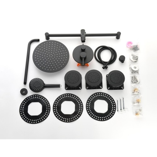 Shower System with Shower Head, Hand Shower, Slide Bar, Bodysprays, Shower Arm, Hose, Valve Trim, and Lever Handles - Image 7