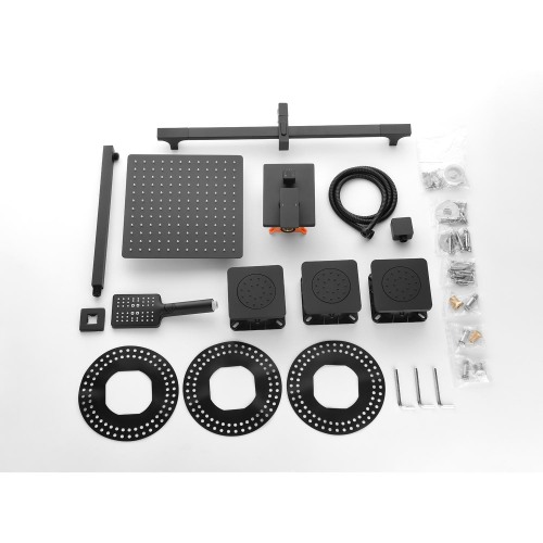 Shower System with Shower Head, Hand Shower, Slide Bar, Bodysprays, Shower Arm, Hose, Valve Trim, and Lever Handles - Image 5