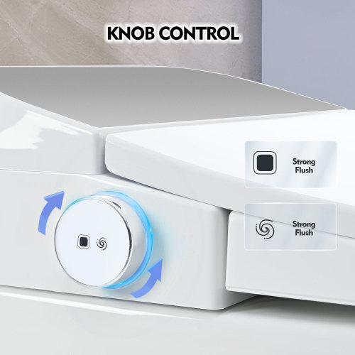 Heated Seat Smart Toilet, One Piece Toilet, Automatic Flush Tank Less Toilet without Bidet, with Foot sensor Flush, White Night Light, Knob Control, Power Outage Flushing, Soft Close Cover,White - Image 5