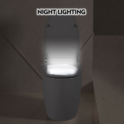 Heated Seat Smart Toilet, One Piece Toilet, Automatic Flush Tank Less Toilet without Bidet, with Foot sensor Flush, White Night Light, Knob Control, Power Outage Flushing, Soft Close Cover,White - Image 7
