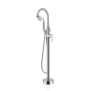 Freestanding Tub Filler Bathtub Faucet Brushed Nickel??Black,Chrome, with Hand Held Shower Floor-Mount