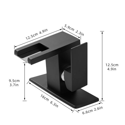 Bathroom Sink Faucet LED Light 3 Colors Changing Waterfall Glass Spout Hot Cold Water Mixer Single Handle One Hole Deck Mounted Bathroom Faucet Black Lavatory Vanity Basin Bath Plumbing Fixtures - Image 8