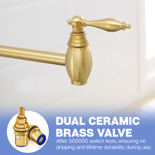 Pot Filler,Wa
ll Mount Commercial Pot Filler Faucet,Brass Material Kitchen Folding Faucet,Coffee Machine Faucet with Stretchable Double Joint Swing Arms,Style A,Brushed Gold??Brushed Nickel,Black - Image 5