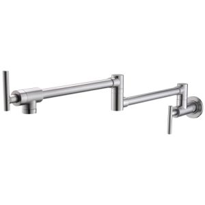 Pot Filler,Wall Mount Commercial Pot Filler Faucet,304 SS Material Kitchen Folding Faucet,Coffee Machine Faucet with Stretchable Double Joint Swing Arms,Style A,Black ened