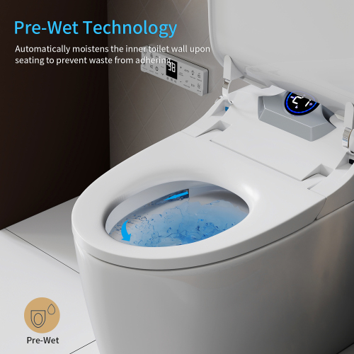 CUPC,UL,DOE,FCC,Smart Toilet Bidet Combo with Foot Sensor Open Cover/Seat, Self-Cleaning Nozzle, LED Display, Three Level Heated Seat/Airflow, Night Light, Knob Control, Soft Close, Auto Flush, with Remote Control - Image 8