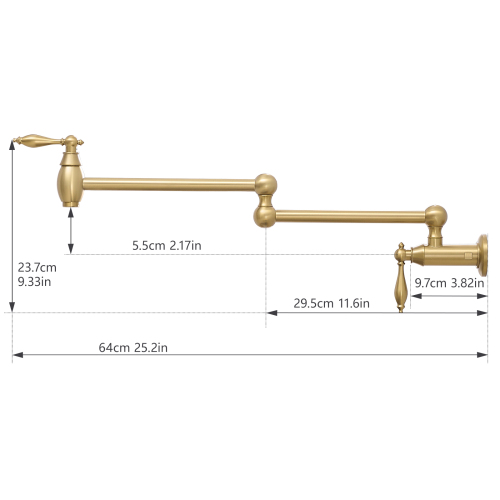 Pot Filler,Wa
ll Mount Commercial Pot Filler Faucet,Brass Material Kitchen Folding Faucet,Coffee Machine Faucet with Stretchable Double Joint Swing Arms,Style A,Brushed Gold??Brushed Nickel,Black - Image 10