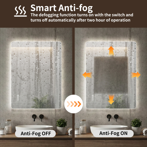 24*32 Inch Bathroom Mirror with Led Lights Front and Backlit, Anti-Fog Lighted Vanity Mirrors for Wall Mounted, 3 Colors and 5 level Dimmable, Horizontal/Vertical - Image 10