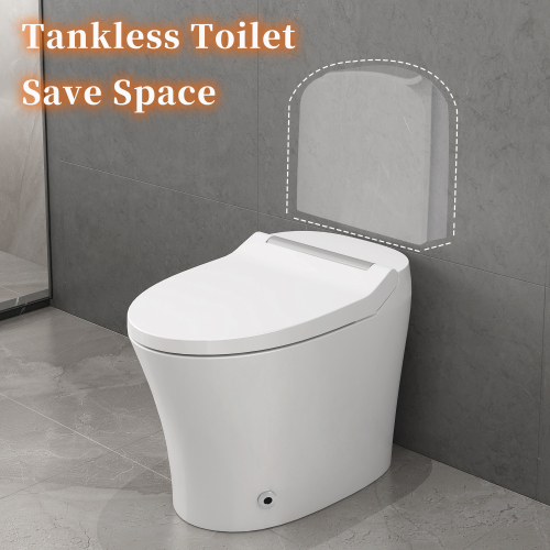 Smart toilet with Built-in Heated Seat, One Piece Elongated Modern Toilet with Adjustable Temp Heated Seat, Auto Flush, Dual Flush Toilet 1/1.28 GPF, Foot sensor Flush, White Night Light,Knob Control - Image 7