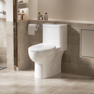 1.1/1.6 GPF Tornado Flush One-Piece Toilet with Comfort Chair Seat ADA Height 17",Powerful & Quiet Dual Flush Modern Toilet,Siphonic S-trap 12",Rimless Bowl with Soft Closing Seat,Gloss White,Black,Green,Khaki