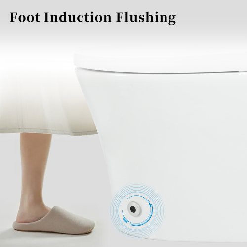 Smart toilet with Built-in Heated Seat, One Piece Elongated Modern Toilet with Adjustable Temp Heated Seat, Auto Flush, Dual Flush Toilet 1/1.28 GPF, Foot sensor Flush, White Night Light,Knob Control - Image 9