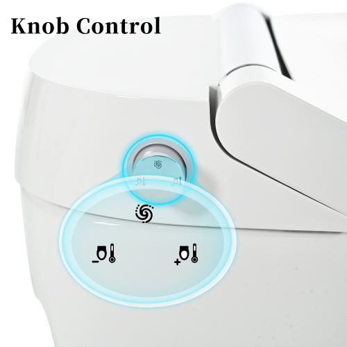 Smart toilet with Built-in Heated Seat, One Piece Elongated Modern Toilet with Adjustable Temp Heated Seat, Auto Flush, Dual Flush Toilet 1/1.28 GPF, Foot sensor Flush, White Night Light,Knob Control - Image 10