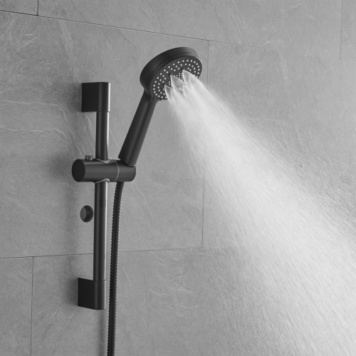 10-Inch Shower System, Slide Bar Shower Faucets Sets Complete Round Shower Heads and 5-Spray Handheld Combo, Wall Mounted Matte Black Shower Faucet - Image 4