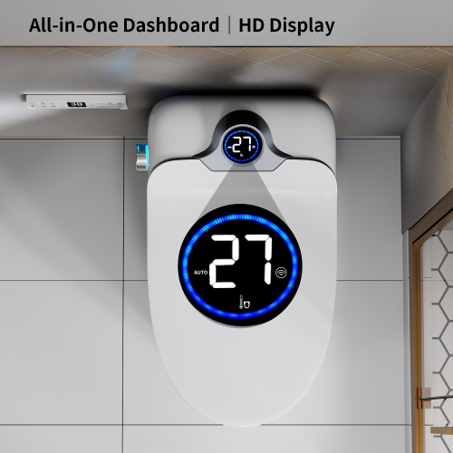 CUPC,UL,DOE,FCC,Smart Toilet Bidet Combo with Foot Sensor Open Cover/Seat, Self-Cleaning Nozzle, LED Display, Three Level Heated Seat/Airflow, Night Light, Knob Control, Soft Close, Auto Flush, with Remote Control - Image 4