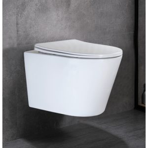 Modern Wall Hung Toilet Bowl With Rimless Flush Modern Design Round D Shaped Bowl,White