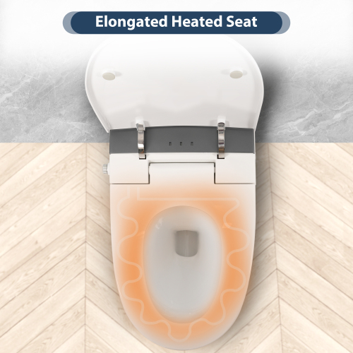 Heated Seat Smart Toilet, One Piece Toilet, Automatic Flush Tankless Toilet without Bidet, with Foot sensor Flush, Blue Night Light, Knob Control, Power Outage Flushing, Soft Close Cover,White - Image 5