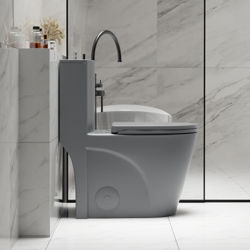 1.1/1.6 GPF Tornado Flush One-Piece Toilet for bathrooms,Siphonic S-trap 12",Elongated Bowl with Soft Close Seat,Powerful Dual Flush MAP 1000g,Comfort Chair Seat ADA Height 17", Light gray ,Pink,White,Black - Image 5