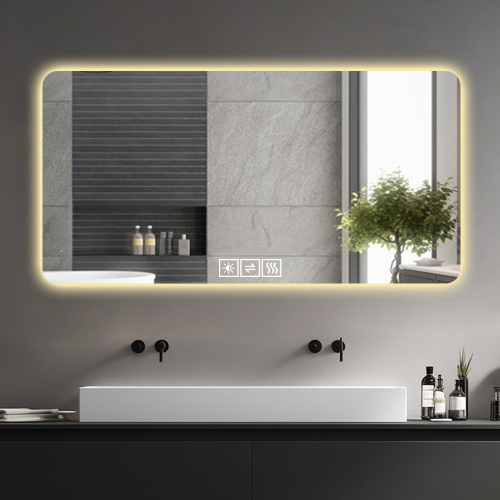 28*60in LED bathroom mirror, corrosion-resistant, three-color dimmable, backlit mirror with one-touch demist function - Image 3
