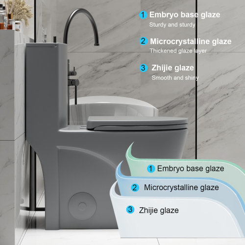 1.1/1.6 GPF Tornado Flush One-Piece Toilet for bathrooms,Siphonic S-trap 12",Elongated Bowl with Soft Close Seat,Powerful Dual Flush MAP 1000g,Comfort Chair Seat ADA Height 17", Light gray ,Pink,White,Black - Image 3