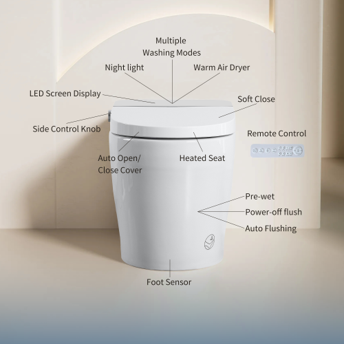 CUPC,DOE Tankless Smart Toilet With Bidet Built In, One-piece Bidet Toilet Seat, Auto Flush, Auto Open/Close,Heated Seat, Warm Water and Dry, Adjustable Temp,Remote Control Side Know - Image 9