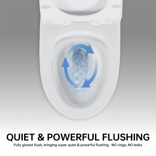 1.1/1.6 GPF Elongated Comfort Height Floor Mounted One-Piece Toilet, CUPC Certified, WaterSense Cetified, Ceramic, White Color, Soft Close Seat - Image 8