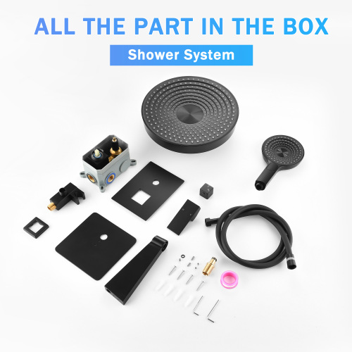 Modern Minimalist Concealed Shower System 2-Function Set - Solid Brass Control Valve, ABS Overhead & Handheld Shower with Self-Cleaning Silicone Nozzles - Image 7