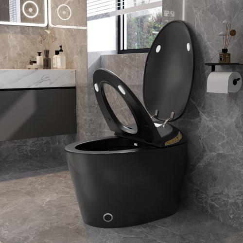 Unique Smart Toile, One Piece Toilet with Bidet Built In,Auto Open/Close Seat, Foot Sensor, LED Display,Night Light, Warm Water & Dryer,black - Image 11