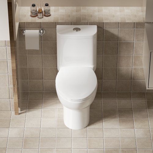 1.1/1.6 GPF Tornado Flush One-Piece Toilet with Comfort Chair Seat ADA Height 17",Powerful & Quiet Dual Flush Modern Toilet,Siphonic S-trap 12",Rimless Bowl with Soft Closing Seat,Gloss White,Black,Green,Khaki - Image 2