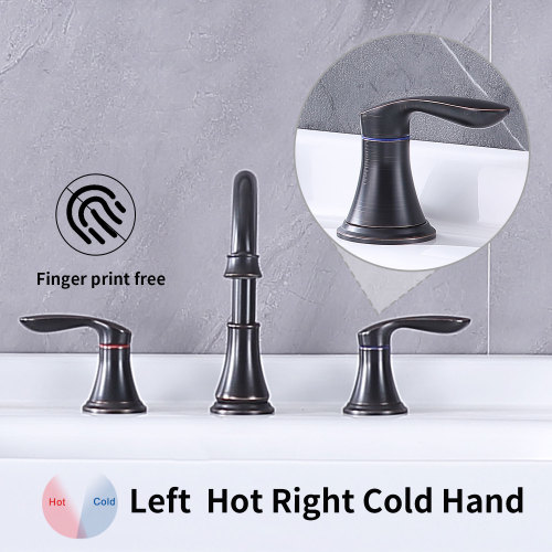 2-Handle 8 inch Widespread Bathroom Sink Faucet ?Oil-Rubbed Bronze Lavatory Faucet 3 Hole 360?? Swivel Spout Vanity Sink Basin Faucets with Pop Up Drain Assembly and cUPC Water Supply Hoses - Image 9