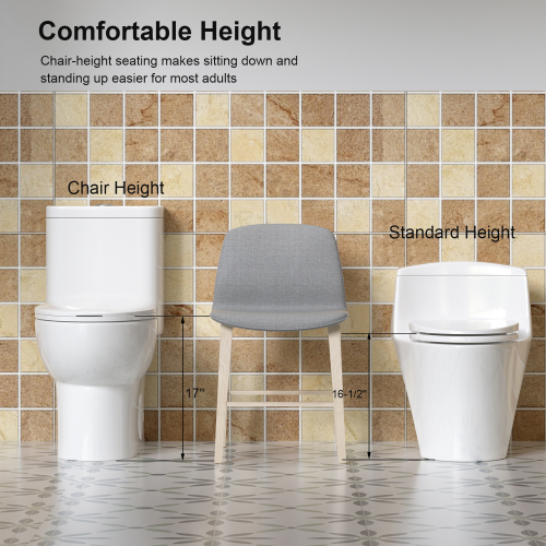 1.1/1.6 GPF Tornado Flush One-Piece Toilet with Comfort Chair Seat ADA Height 17",Powerful & Quiet Dual Flush Modern Toilet,Siphonic S-trap 12",Rimless Bowl with Soft Closing Seat,Gloss White,Black,Green,Khaki - Image 8