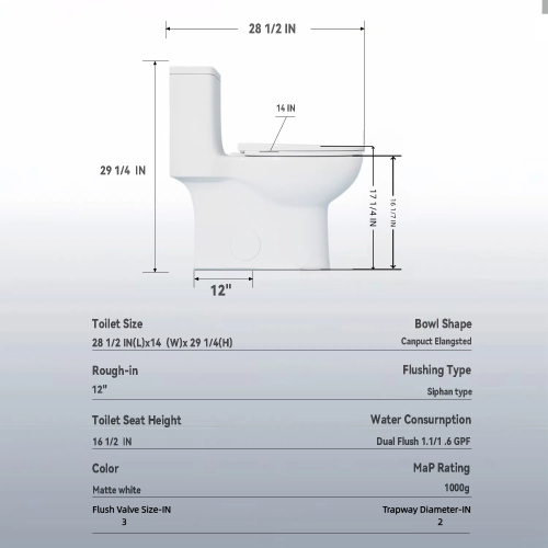 1.1/1.6 GPF Tornado Flush One-Piece Toilet with Comfort Chair Seat ADA Height 17",Powerful & Quiet Dual Flush Modern Toilet,Siphonic S-trap 12",Rimless Bowl with Soft Closing Seat,Green - Image 10