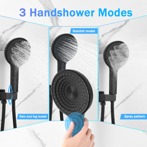 Modern Minimalist Concealed Shower System 2-Function Set - Solid Brass Control Valve, ABS Overhead & Handheld Shower with Self-Cleaning Silicone Nozzles - Image 6