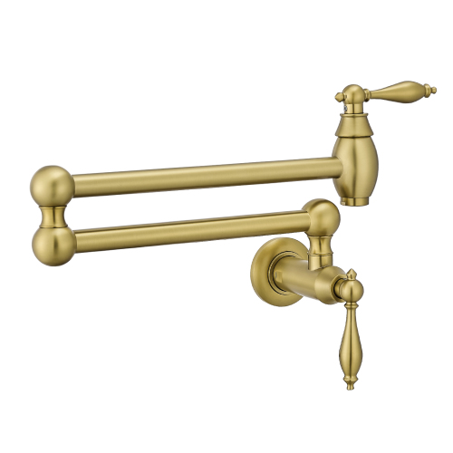 Pot Filler,Wa
ll Mount Commercial Pot Filler Faucet,Brass Material Kitchen Folding Faucet,Coffee Machine Faucet with Stretchable Double Joint Swing Arms,Style A,Brushed Gold??Brushed Nickel,Black