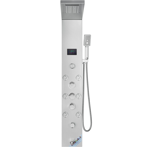 Shower Panel System, 6 Shower Modes, LED & Screen Hydroelectricity Shower Panel Tower, Rainfall, Waterfall, 8 Massage Jets, Tub Spout, Handheld Shower, Stainless Steel Wall-Mounted Shower Set - Image 4