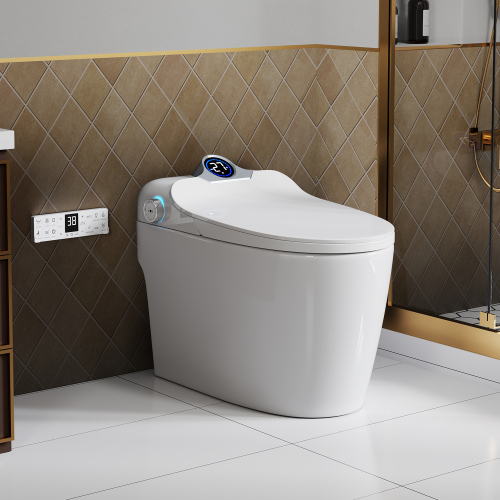 CUPC,UL,DOE,FCC,Smart Toilet Bidet Combo with Foot Sensor Open Cover/Seat, Self-Cleaning Nozzle, LED Display, Three Level Heated Seat/Airflow, Night Light, Knob Control, Soft Close, Auto Flush, with Remote Control