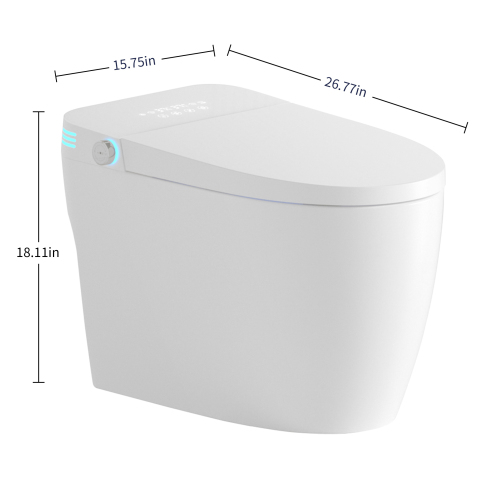 CUPC,DOE Tankless Smart Toilet With Bidet Built In, One-piece Bidet Toilet Seat, Auto Flush, Auto Open/Close,Heated Seat, Warm Water and Dry, Adjustable Temp,Remote Control Side Know - Image 12